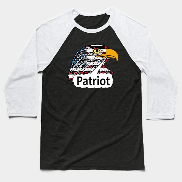 Patriot Eagle Baseball T-Shirt by Mark Ewbie